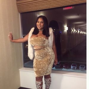 Gold crush velvet dress